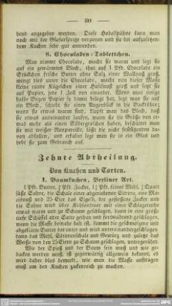 Zehnte Abtheilung. Von Kuchen und Torten