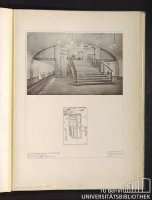 Teil VI. Tafel 48. Untergrundbahnhof Inselbrücke: Treppe zum Vorraum. Architekt: Alfred Grenander.
