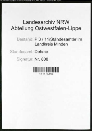 Sterberegister Standesamt Dehme