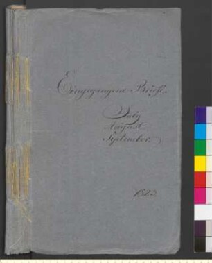 Alter Umschlag "Eingegangene Briefe. July August. September. 1823."