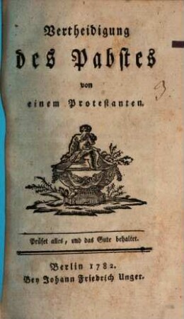 Vertheidigung des Pabstes