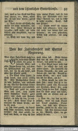 Von der Zufriedenheit mit Gottes Regierung