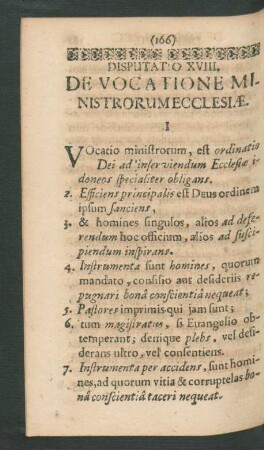 Disputatio XVIII. De Vocatione Ministrorum Ecclesiae.