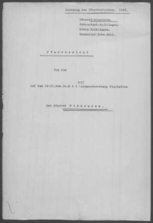 Winnenden mit Breuningsweiler und Hanweiler: Visitationsbericht mit Pfarrbericht 1948