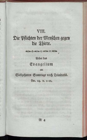 VIII. Die Pflichten der Menschen gegen die Thiere. [...]