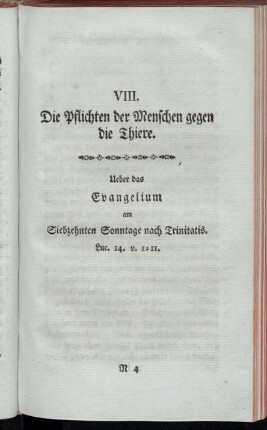 VIII. Die Pflichten der Menschen gegen die Thiere. [...]