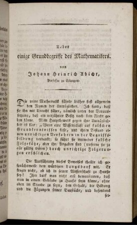 Über einige Grundbegriffe des Mathematikers.