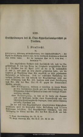 XIII. Entscheidungen des K. Ober-Appellationsgerichts zu Dresden