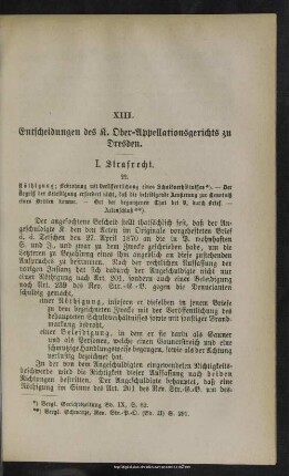 XIII. Entscheidungen des K. Ober-Appellationsgerichts zu Dresden