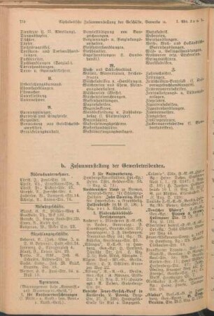 b. Zusammenstellung der Gewerbetreibenden.