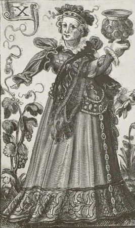 Spielkarte "Gläser-Dame"
