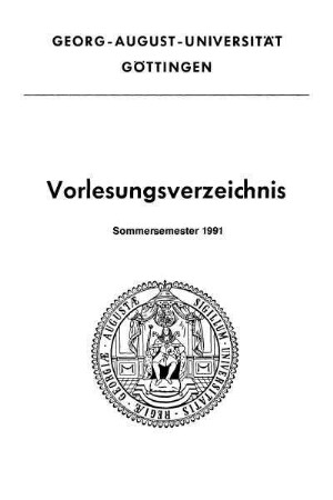 SS 1991: Vorlesungsverzeichnis