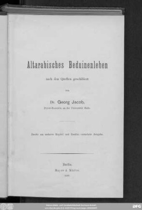 Altarabisches Beduinenleben