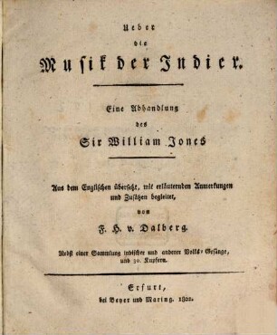 Ueber die Musik der Indier