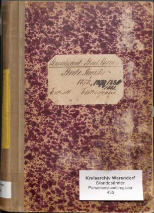 Sterberegister des Standesamtes Beckum-Stadt von 1878 (Urkunden-Nr. 1-103), von 1879 (Urkunden-Nr. 1-104), von 1880 (Urkunden-Nr. 1-107) und von 1881 (Urkunden-Nr. 1-99)