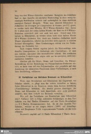 IV. Verhältniss von löslichem Bromsalz zu Silbernitrat