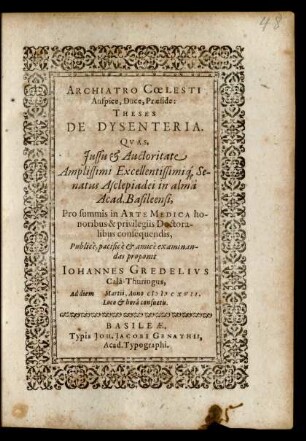 Theses De Dysenteria