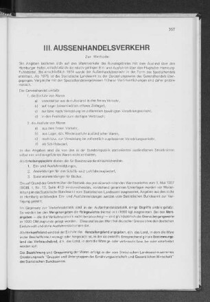 III. Außenhandelsverkehr