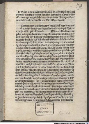 Oratio in die circumcisionis dominicae : Rom, 1484