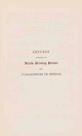 Returns relating to native printing presses and publications in Bengal