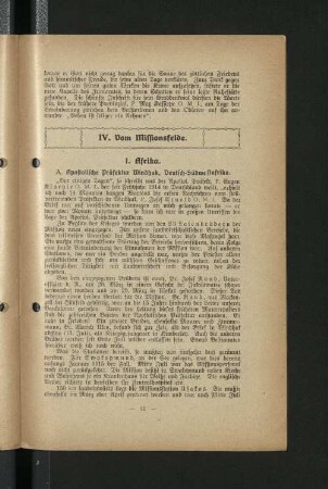 IV. Vom Missionsfelde.