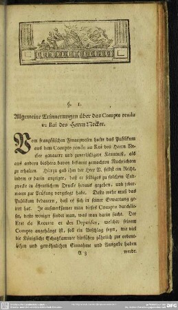 § 1- Allgemeine Erinnerungen über das Compte rendu au Roi des Herrn Necker