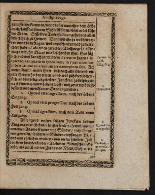 I. Quoad vitae ingressum, nach des Lebens Eingang.