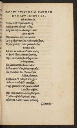 Docti Cuiusdam Carmen De Doctoribus Sacris ...