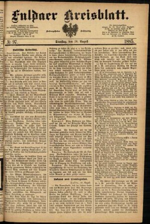Ausgabe vom Dienstag, den 18. August 1885.
