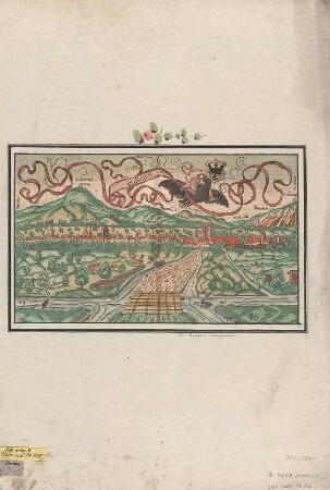 Ansicht der Stadt Schlettstadt, kolor. Holzschnitt, um 1550 : Schletzstat / H R M D. [Hrsg.: Sebastian Münster. Gez. Hans Rudolf Manuel Deutsch]. - [Basilea] : [H. Petri] , [1550]. - 1 Kunstbl. : kolor. Holzschnitt ; 33 x 20 cm
