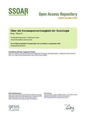 Über die Konsequenzenlosigkeit der Soziologie