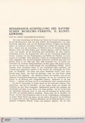 2: Renaissance-Ausstellung des Bayrischen Museums-Vereins, II. Kunstgewerbe