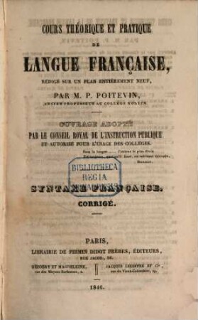 Cours théorique et pratique de langue française, 2