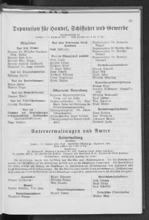 Deputation für Handel, Schiffahrt und Gewerbe.