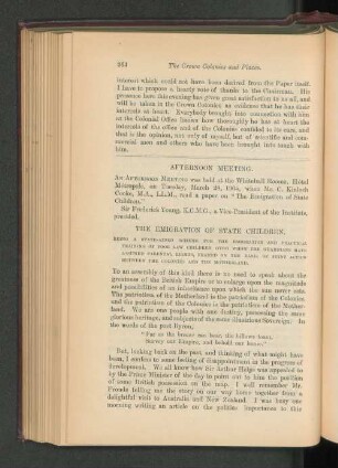 The Emigration of State Children. By C. Kinloch Cooke, M.A., LL.M.