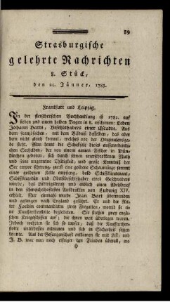 8. Stück, den 25. Jänner, 1783.