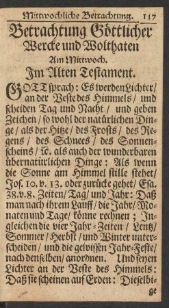 Betrachtung Göttlicher Wercke und Wolthaten Am Mittwoch.