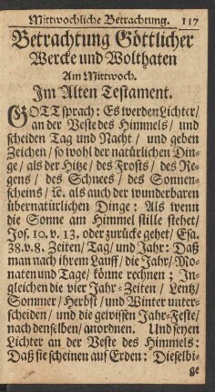 Betrachtung Göttlicher Wercke und Wolthaten Am Mittwoch.