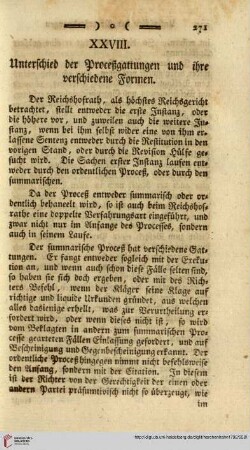 XXVIII. Unterschied der ProceÃattungen und ihrer verschiedenen Formen