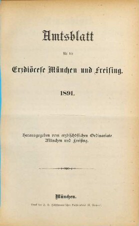 Amtsblatt. 1891