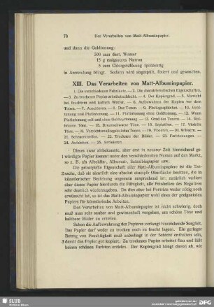 XIII. Das Verarbeiten von Matt-Albuminpapier