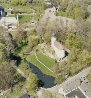 Chemnitz-Rabenstein. Burg Rabenstein (12. Jh.). Luftbild-Schrägaufnahme von Südosten