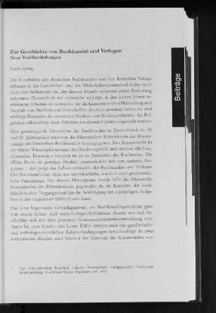 Zur Geschichte von Buchhandel und Verlagen : Neue Veröffentlichungen