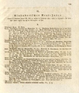 II. Alphabetischer Real-Index