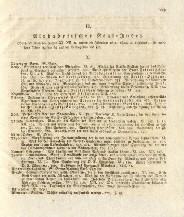 II. Alphabetischer Real-Index