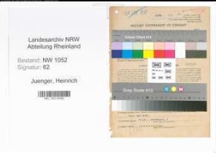 Entnazifizierung Heinrich Juenger , geb. 16.05.1907 (Verwaltungsbeamter)