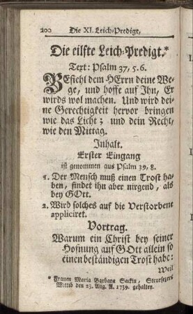Die eilfte Leich-Predigt.