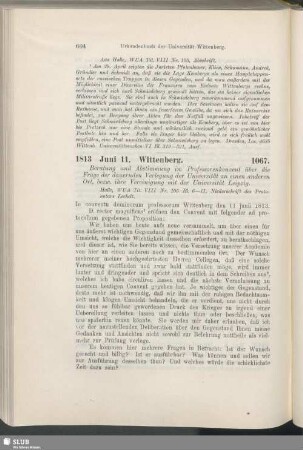 1067. 1813, Juni 11. Wittenberg