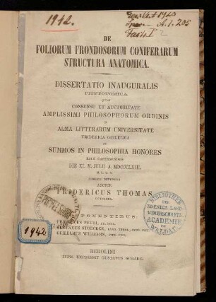 De foliorum frondosorum coniferarum structura anatomica