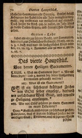70-104, Viertes Hauptstück. Von denen Heiligen Sacramenten.